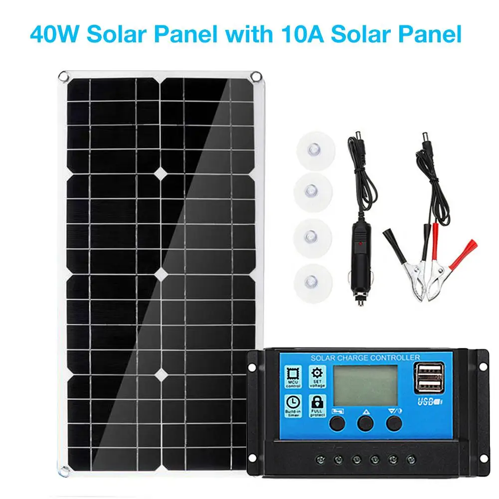 

New Dual USB 40W Solar Panel With 10A Solar Panel For Car Yacht RV Lamp Charging Solar Panel