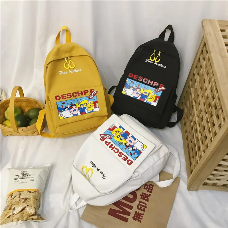 

Harajuku Cartoon Printed Backpacks Women School Bags For Girls Large Capacity Women Bookbags Street Canvas Student Schoolbag New
