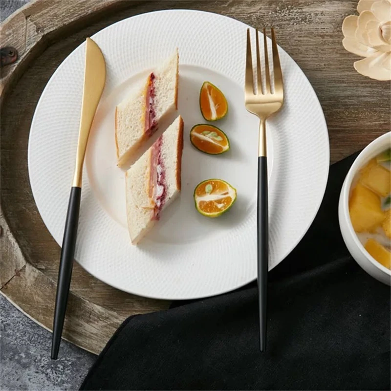 Gold Cutlery Set Stainless Steel Dinner Set Cutlery Knife Forks Spoons Kitchen Dinnerware Home Party Tableware Set (2)