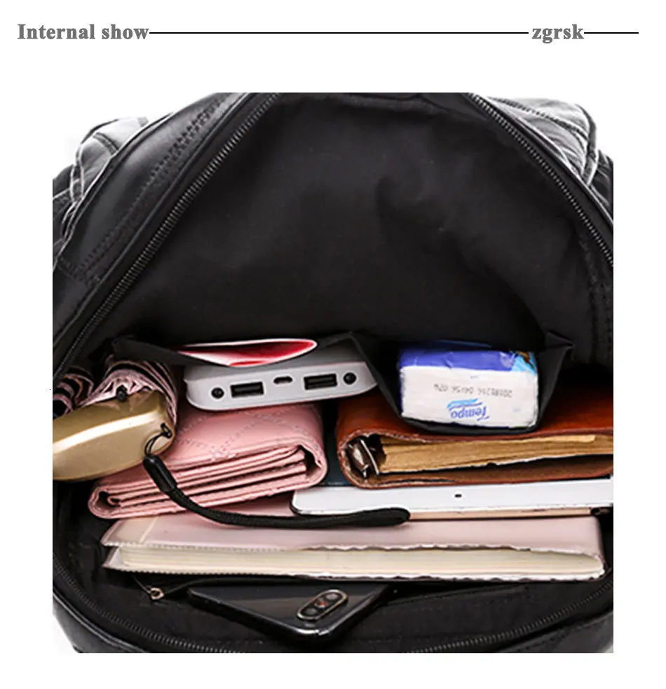 Ladies Laptop Backpack Brand Classic Student Solid Zipper Pu Black Casual Backpacks For Teenage Girls Mochila Notebook Bookbag