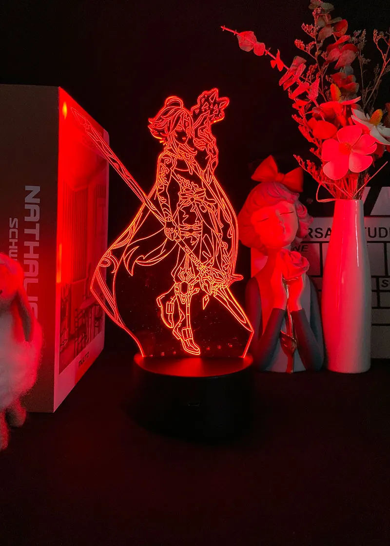 Hot Game Genshin Impact 3D Lamp for Bedroom Decor LED Light Atmosphere Bedside Night Lamps Kids Gift Art Game Character Xiao battery night light