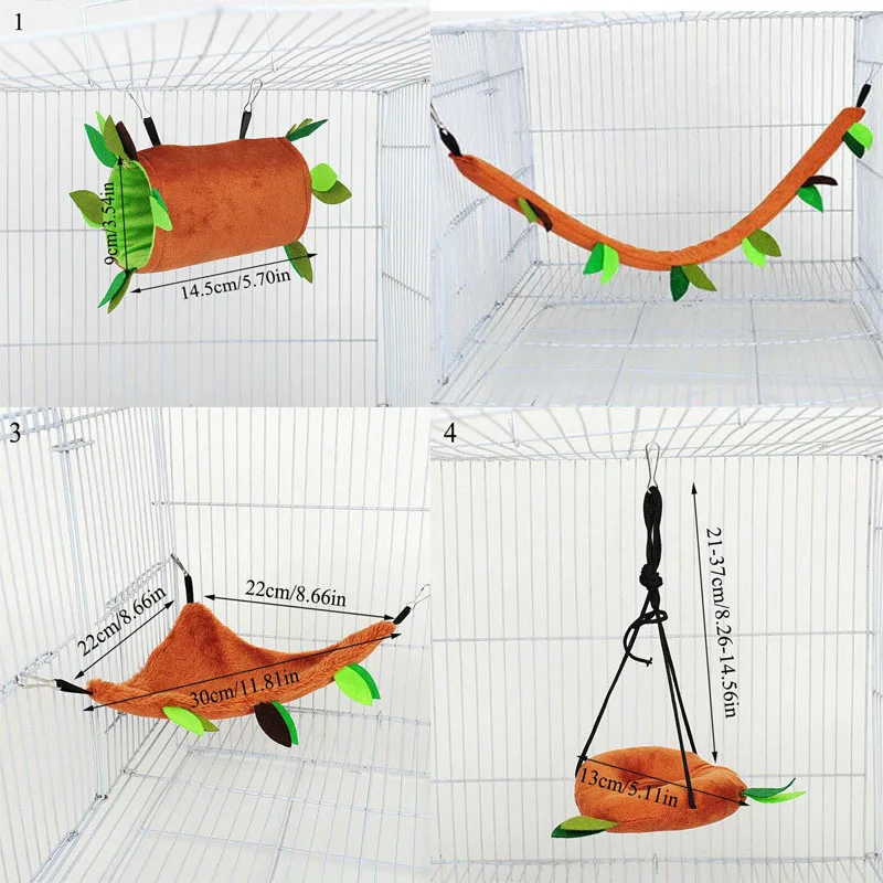 5 Pcs/Set Ropeway Nest Forest Hamster Hammock Soft Toys Leaf Tunnel Toy Hanging Bed House Warm Cage Pet Stump Small Pet Toy