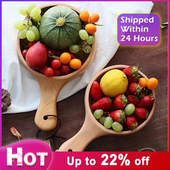 

1PCS Japanese Style Wooden Rice Bowl Noodle Ladle Long Handle Soup Salad Fruit Decoration Bowl Home Accessory Kitchen Art Tools