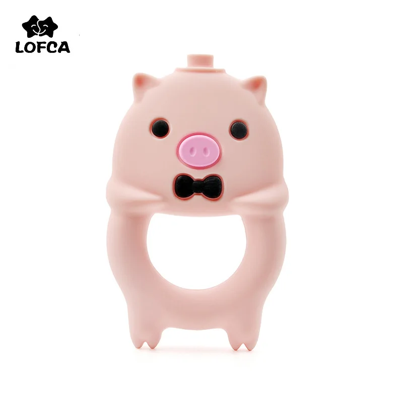 

LOFCA 1pc Silicone Piggy Teether Pacifier Chain Food Grade Silicone Baby Teething Toy BPA Free Pendant Making Nursing Necklace