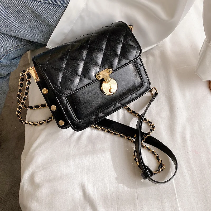 

Women Handbag 2020 New Famous Brand Designer Fashion Plaid Chain Crossbody Messenger Bag Retro Small Square Shoulder Bag
