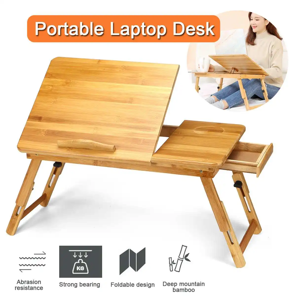 

Portable Folding Bamboo Laptop Table Sofa Bed Office Laptop Stand Desk Table For Computer Notebook Books Best Price