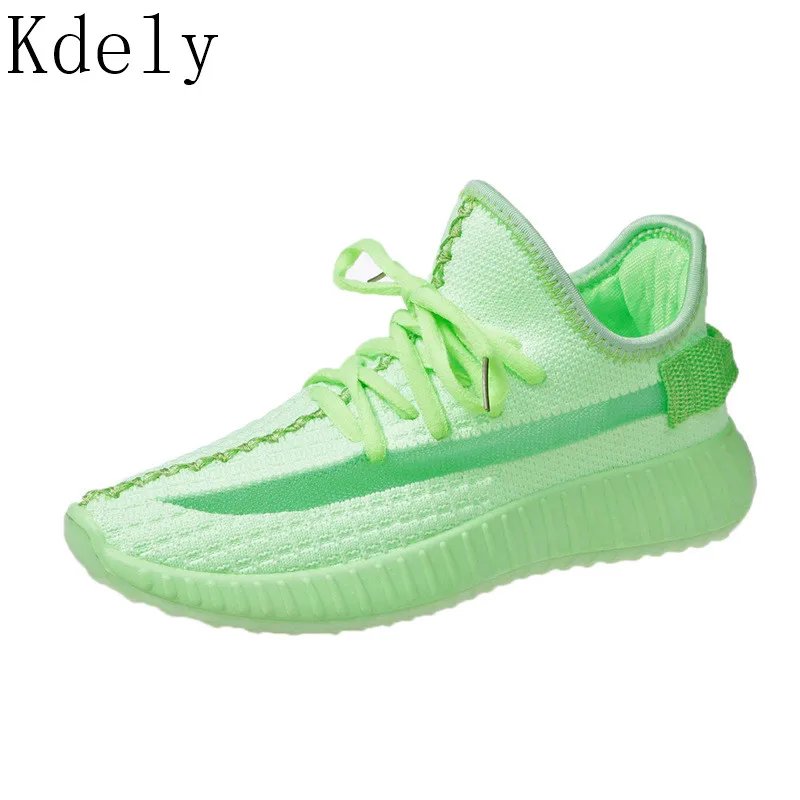 Г. Модные весенне-летние белые дышащие женские кроссовки Корейская спортивная обувь для отдыха женская Вулканизированная обувь ярких цветов - Цвет: Светло-зеленый