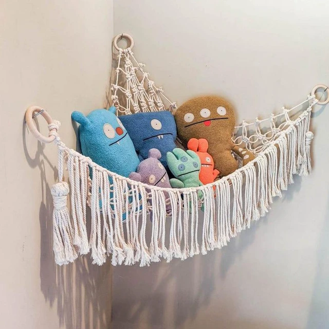 stuffed toy storage hanging children's room display corner animal toys  storage triangle net bed container clothes organizer with - AliExpress