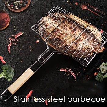 

Portable BBQ Grilling Basket Stainless Steel Nonstick Barbecue Grill Basket Tools Grill Mesh for Fish Hamburger