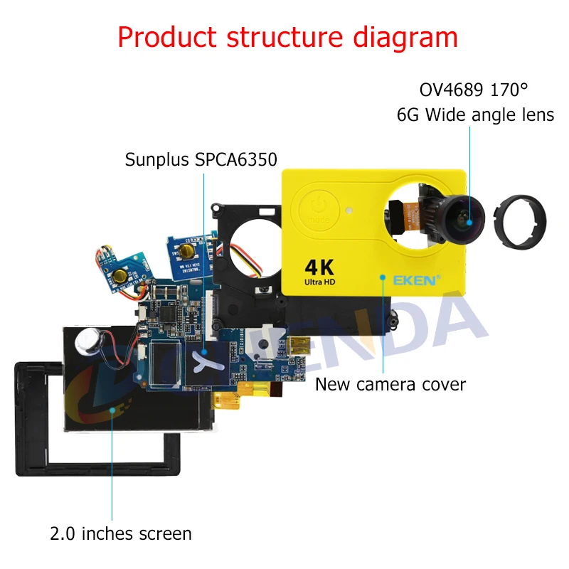 Action Camera 4K/30FPS 1080p/60fps 20MP Ultra HD Mini Helmet Cam WiFi Waterproof Sports Camera From EKEN H9 H9R-3
