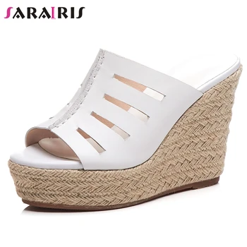 

SARAIRIS Open Toe Solid Designer Platform Sandals Women Wedges Solid Slip On Sandals Ladies Shoes