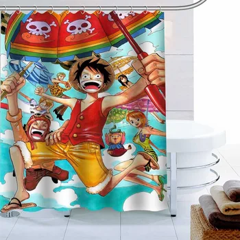 

Custom One Piece Luffy Anime Shower Curtain Waterproof Fabric Bath Curtain 180X180cmPolyester Fabric Bathroom Curtain