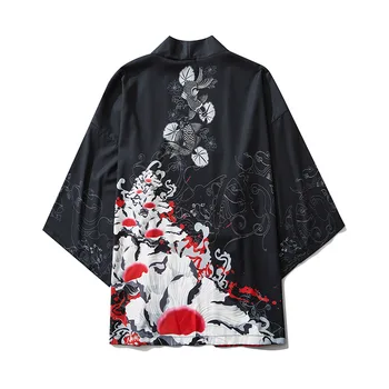 

2020 Summer New Ukiyo-e Harajuku Wind Wave Carp Kimono Man Woman Top Cardigan Asian Clothes Japanese Traditional Yukata Yuori