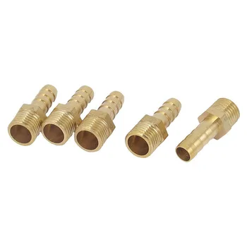 

5pcs 1/4BSP Male Thread to 8mm Hose Barb Straight Adapter Coupler Gold