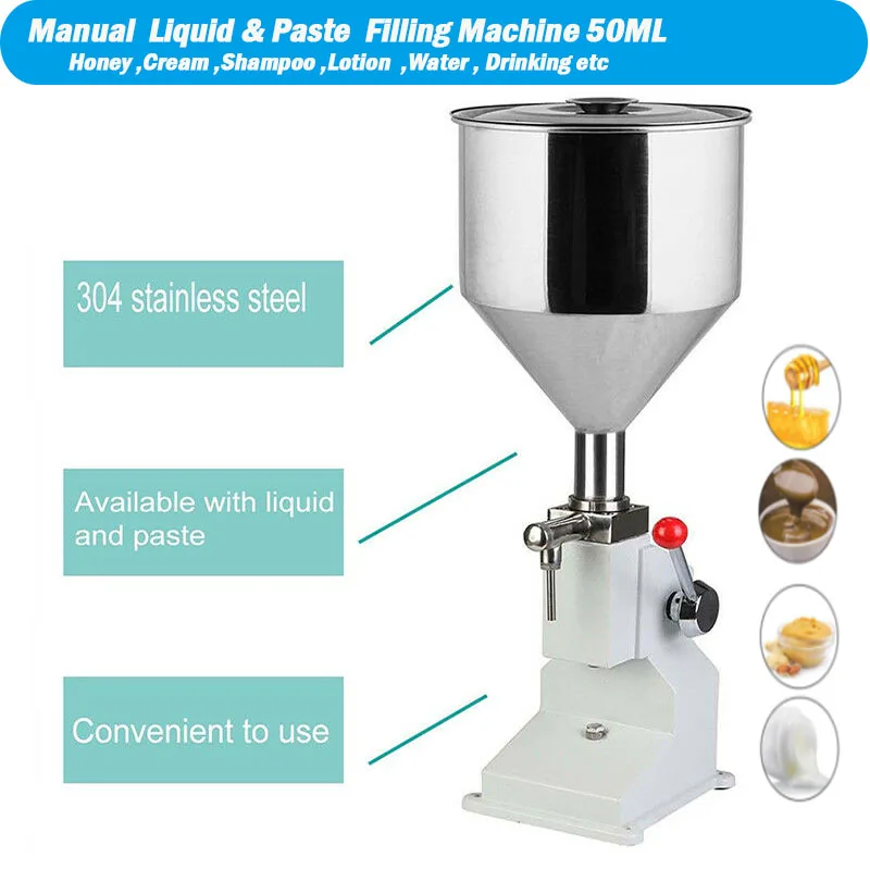 Машина для наполнения пищевых продуктов, ручная, ручная, под давлением, нержавеющая паста, дозирующая, жидкое упаковочное оборудование