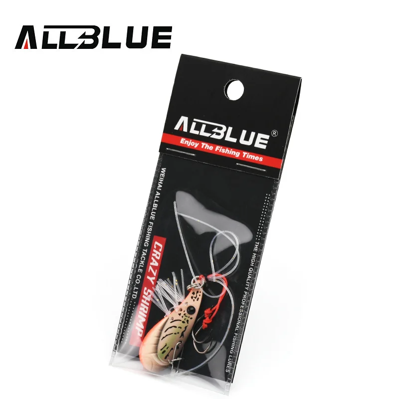 ALLBLUE Crazy Shrimp 7g 14g Metal VIB Sinking Blade Spoon Fishing Lure Bass Artificial Bait With Jig Assist Hook Rubber Skirt 5