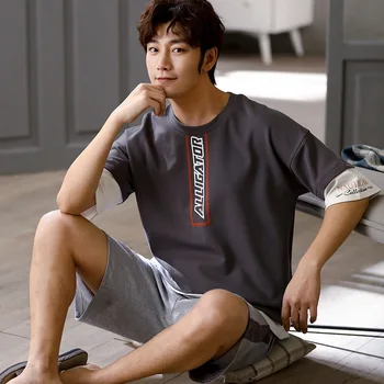 

Outer Wear Tracksuit Men'S Cotton Short Sleeve 2020 Summer Style Loose Casual Pullover Korean-Style Men Pajamas