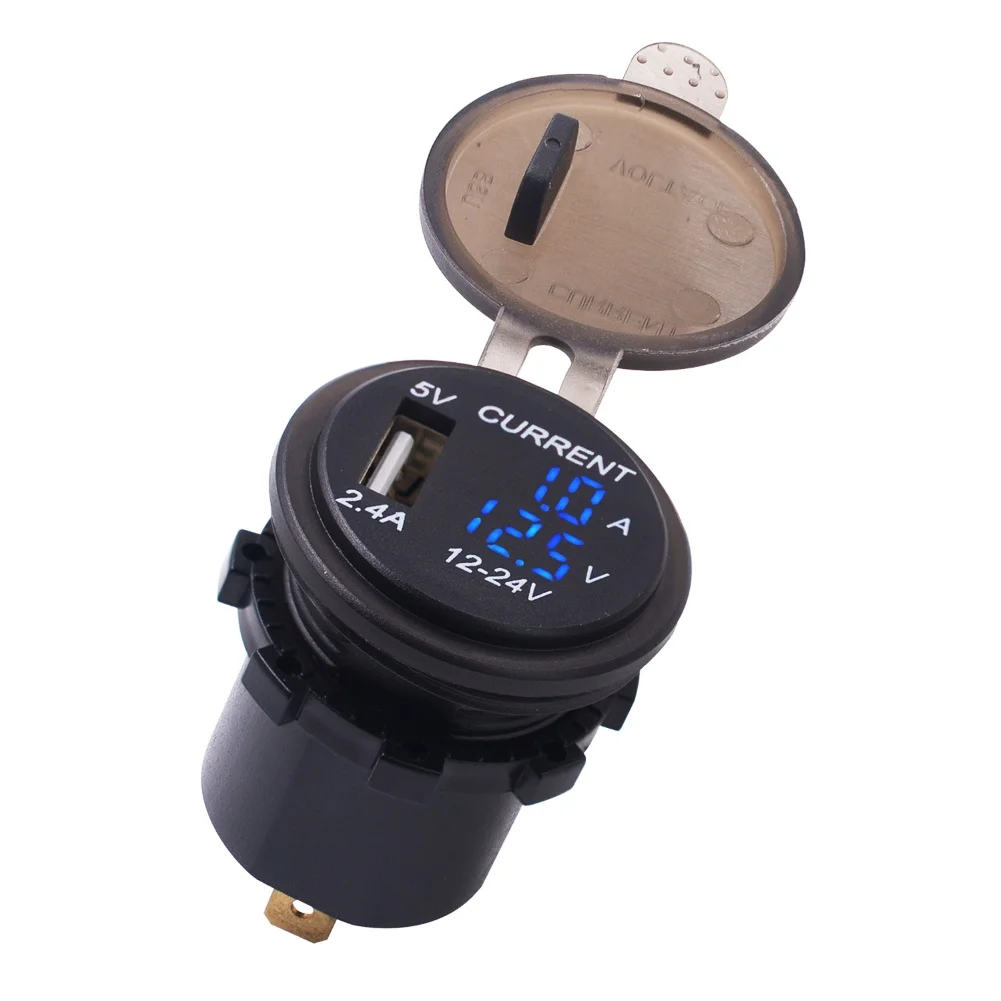 Многофункциональный 3 в 1 2.4A один USB мотоцикл телефон быстрое зарядное устройство светодиодный вольтметр Напряжение Ампер метр