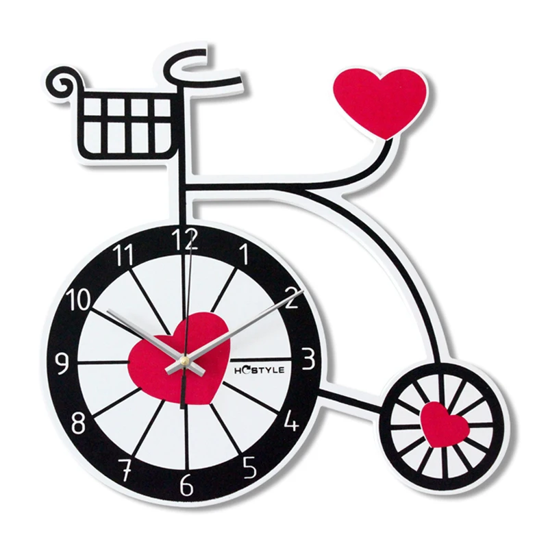 

Large Wooden Wall Clock Modern Design Bicycle Living Creative Kids Bedroom Student Clocks Wall Decorative Reloj Home Decor SC189