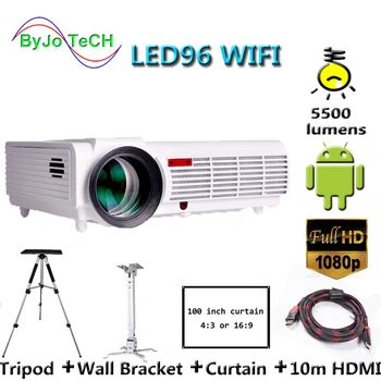 

Poner Saund LED96 WIFI projector Android 6.0 Wireless Multi-screen interactive 5500 lums 10m HDMI Wall bracket Tripod Vs bt96 m5