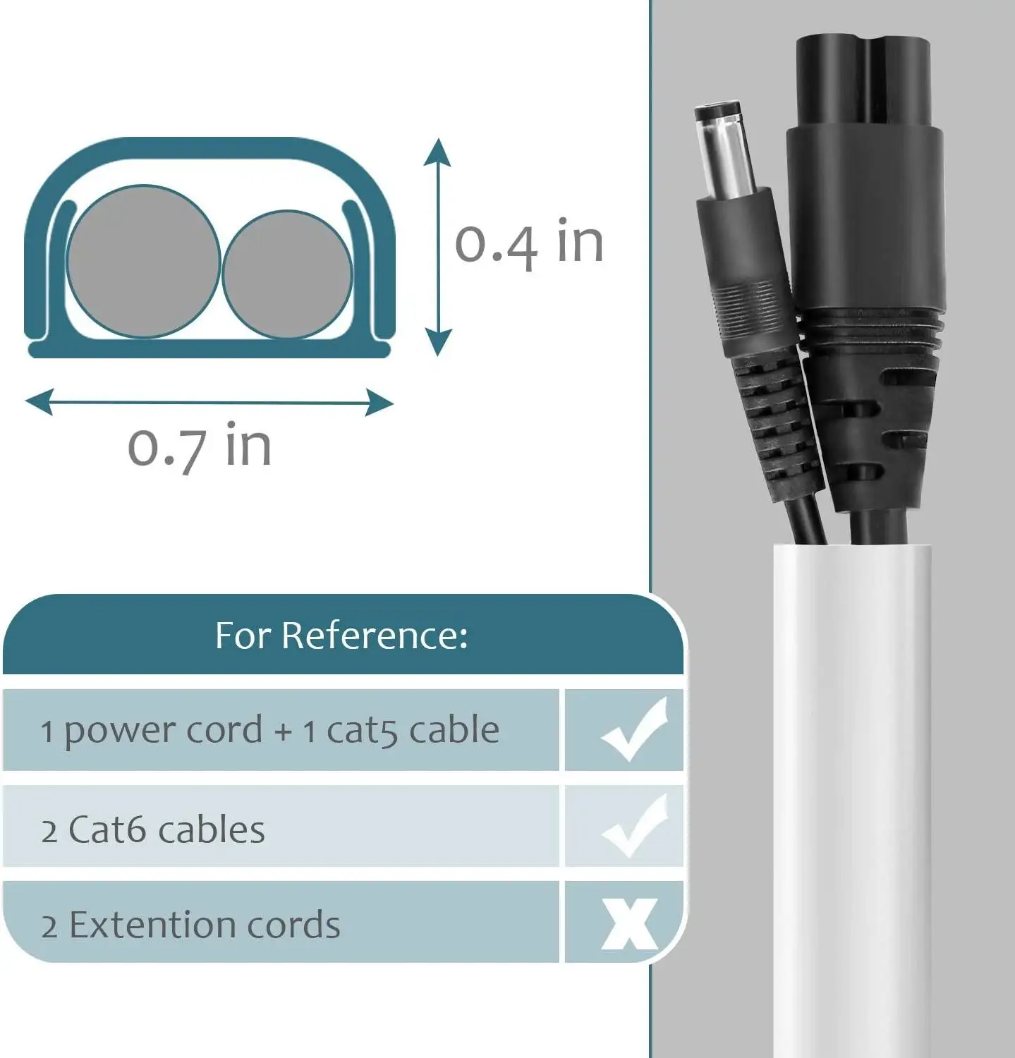 Mini Wall Cord Cover Cable Concealer,On-Wall Wire Cover,Paintable Cable Management Raceway to Hide Wires Cover Channel,6pc