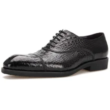 Genuine Leather Formal Crocodile Pattern Men Dress Shoes High Quality Italian Handmade Luxury Designers Classic Shoes