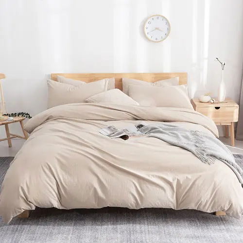 02 Однотонный потертый хлопковый односпальный Комплект постельного белья queen king size набор постельного белья, одежда, пододеяльник, простыня, наволочки - Цвет: 02