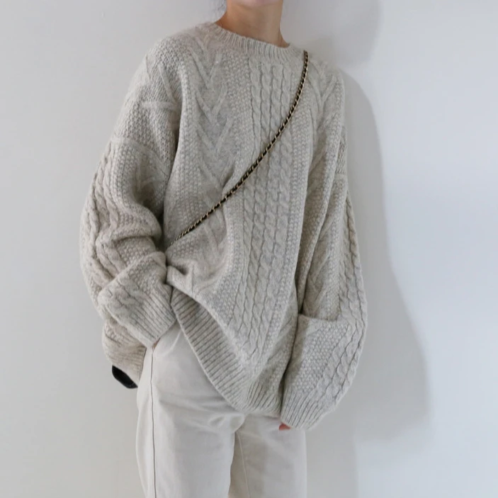 autumn winter women sweater and pullovers long sleeve minimalist knitted tops loose oversized sweater ladies warm P689 autumn winter women sweater and pullovers long sleeve minimalist knitted tops loose oversized sweater ladies warm P689