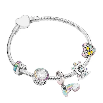 

NEW 100% 925 Sterling Silver Magic Dream Neon ZT0142 Bracelet String Ornaments Gift Set Original Women Jewelry Charming Gift