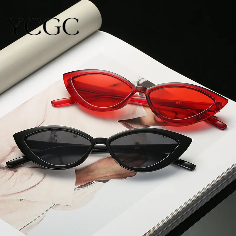 

Retro Cateye Sunglasses Women Retro Small Black Transparent Pink 2020 Triangle Vintage Cheap Sun Glasses Red Female UV400