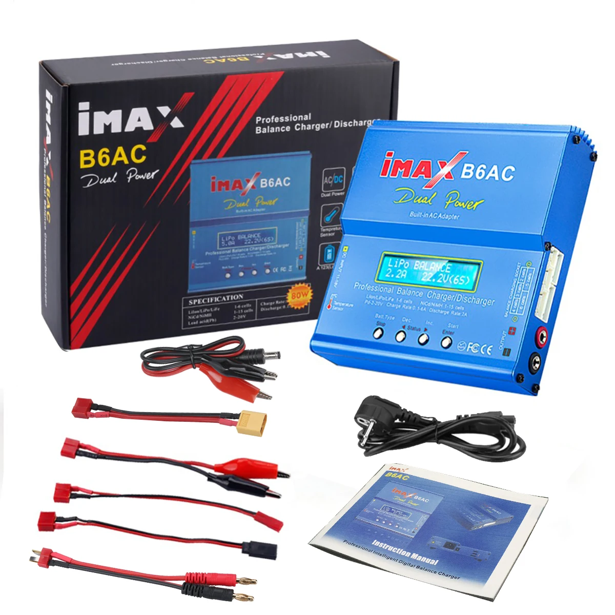 HTRC iMAX B6 AC RC зарядное устройство 80 Вт B6AC 6A двухканальный баланс цифровой ЖК экран Li