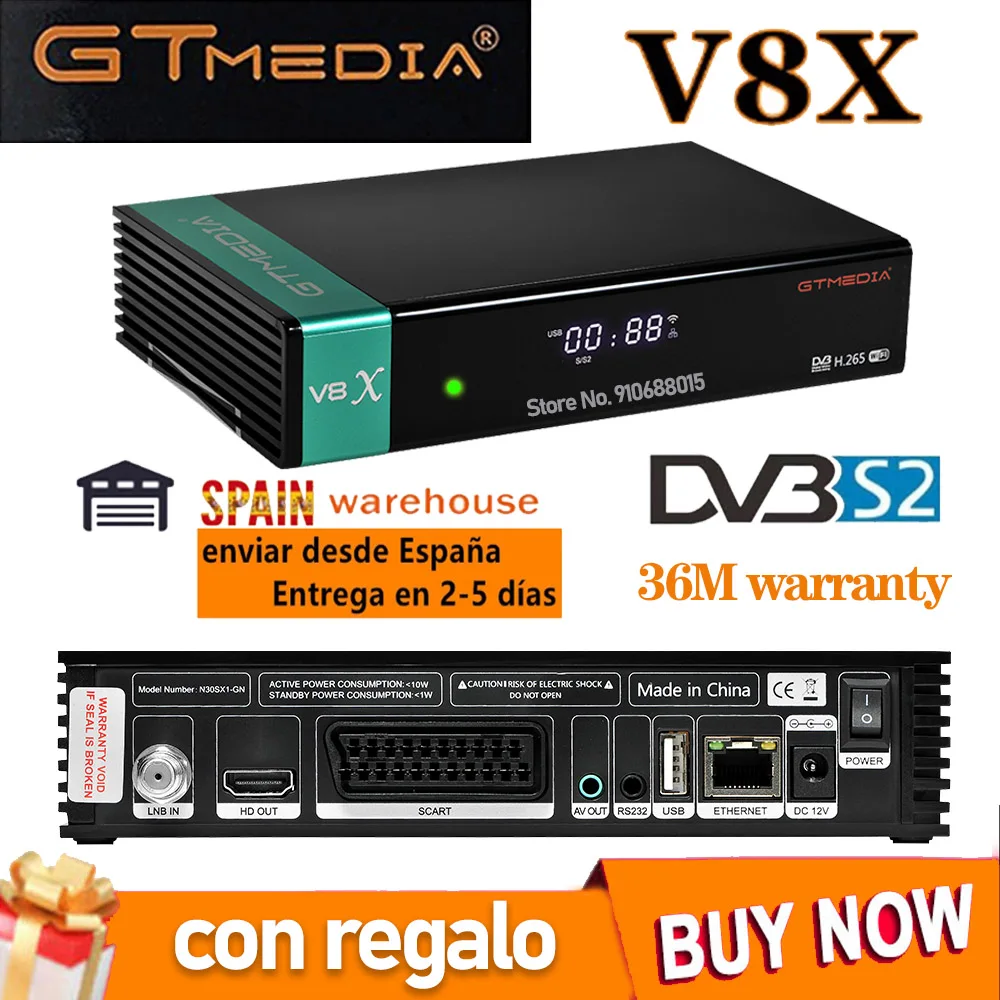 Rezeptor gtmedia V8X FTA satelliten receiver DVB s2/S2X volle hd h.265 gleiche gtmedia V7 s2x mit USB wifi kostenloser upgrade V8 nova V7s|Satelliten-TV-Receiver| -