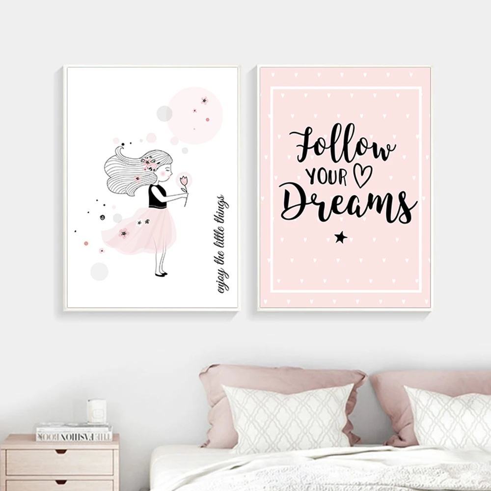 Pink-Baby-Girl-Room-Decor-Nordic-Kids-Poster-For-Children-Nursery-Wall-Art-Cartoon-Kite-Pictures (2)