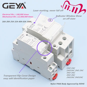 

GEYA NEW Din Rail Automatic Household Contactor AC220V 2P16A 20A 25A 2NC 2NO 1NO1NC 50/60Hz