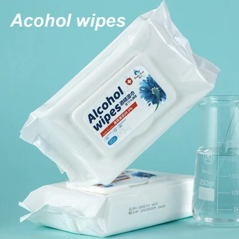 

50Pcs/Bag 75% Disinfecting Alcohol Wipes Alcohol Cotton Wipes Disposable Hand Wipes Skin Cleaning Bacteria Disinfection Wipes