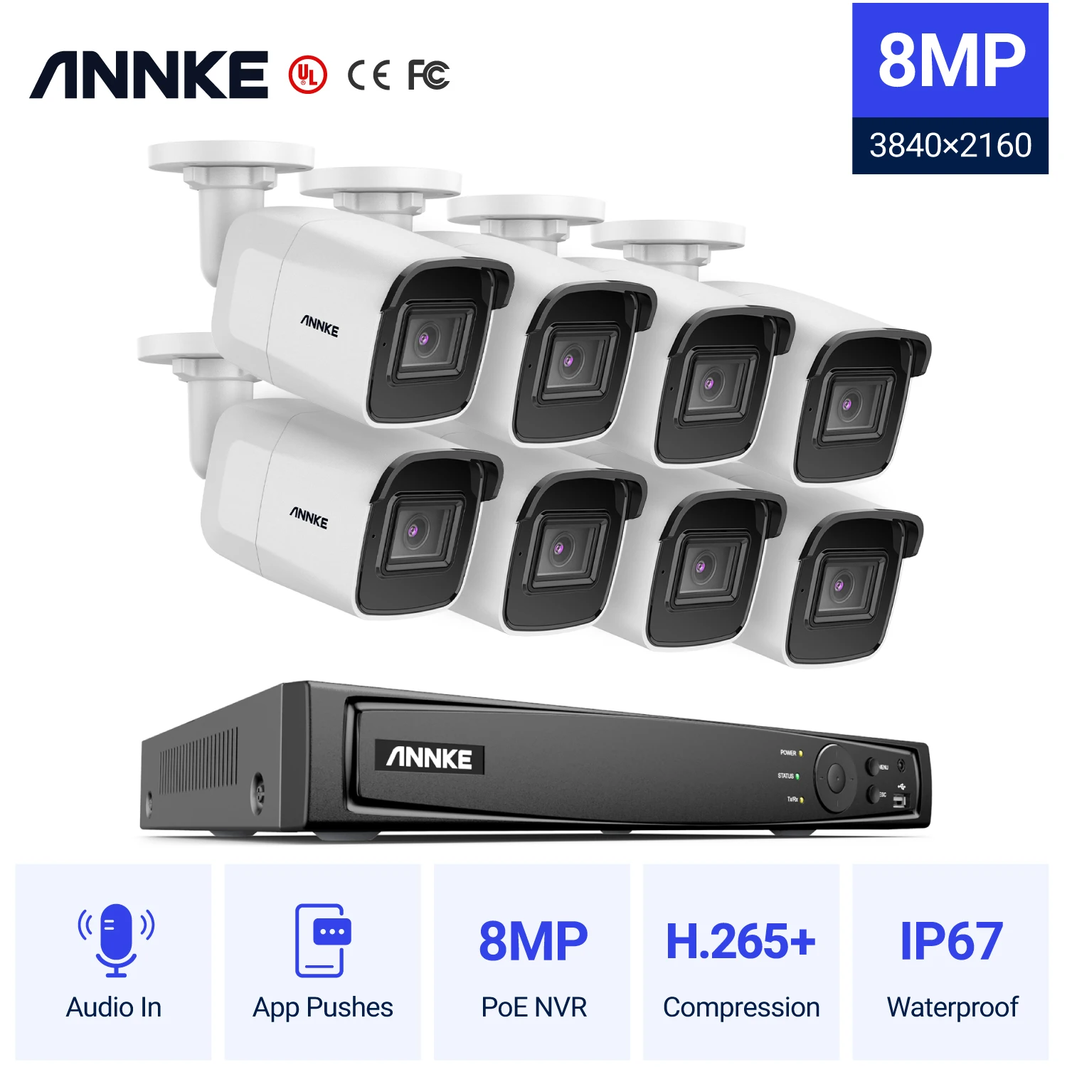 Камера видеонаблюдения ANNKE 8 каналов Мп Ultra HD POE шт. | Безопасность и защита