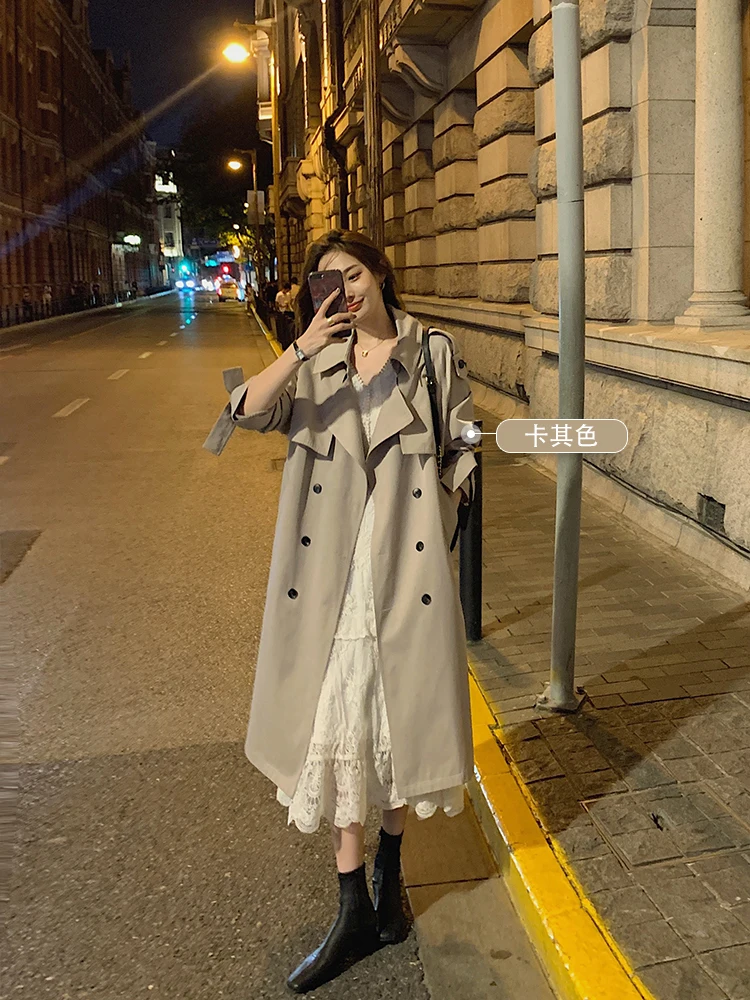 Trench Coat Autumn Women British Style Solid Color