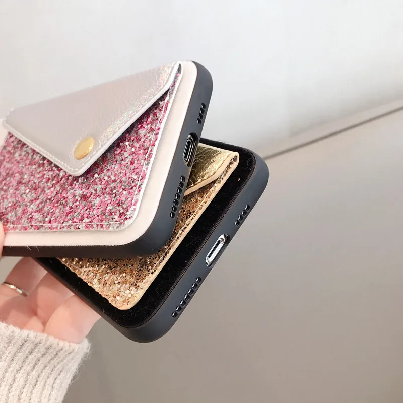 Case For iPhone 11 Pro Max Cover Korean Shiny Powder Flip Leather Card Slot Wallet Cover For iPhone X Xr Xs Max 7 8 6S Plus Case (9)