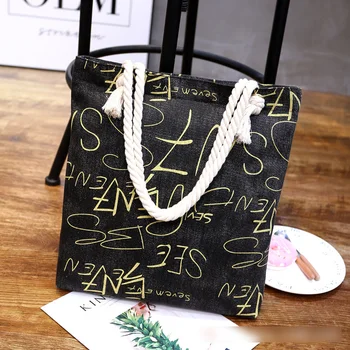 

Canvas Tote Bag for Women designer handbag female Fashion vintage hemp rope shoulder Shopping bag tablet book cosmetic organizer