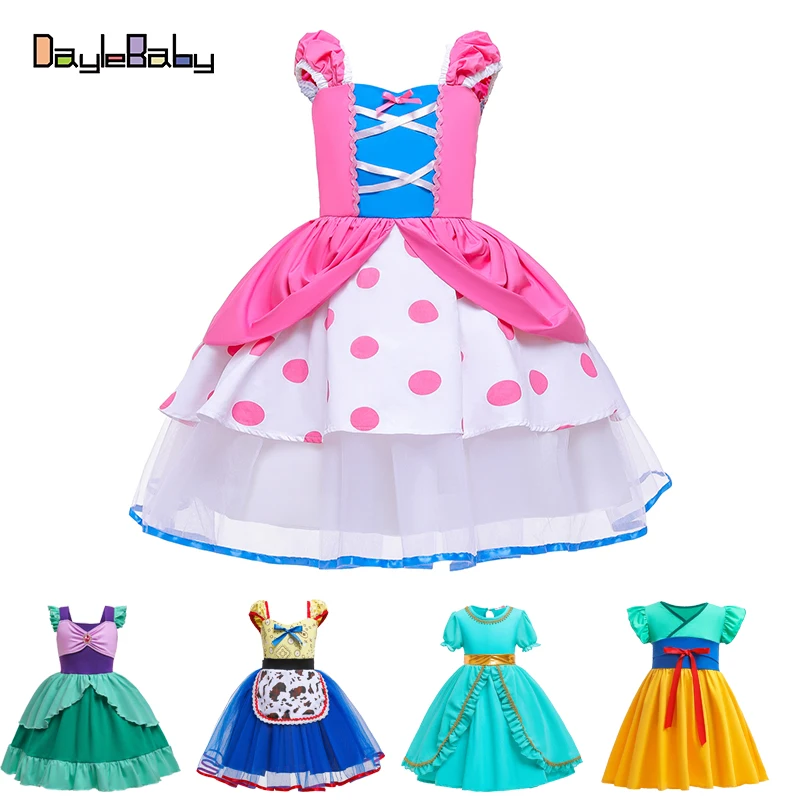 Girls Alice Princess Dress Up Children Dresses Summer Snow White Cosplay Customes Aladdin Belle Frocks For Kids | Детская одежда и