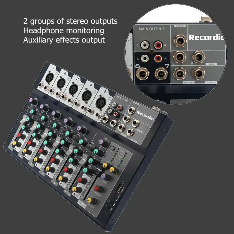 GAX-UF7/F7 USB Digital Microphone Sound Mixer Console Professional Karaoke Audio Mixer Amplifier with blueteeth