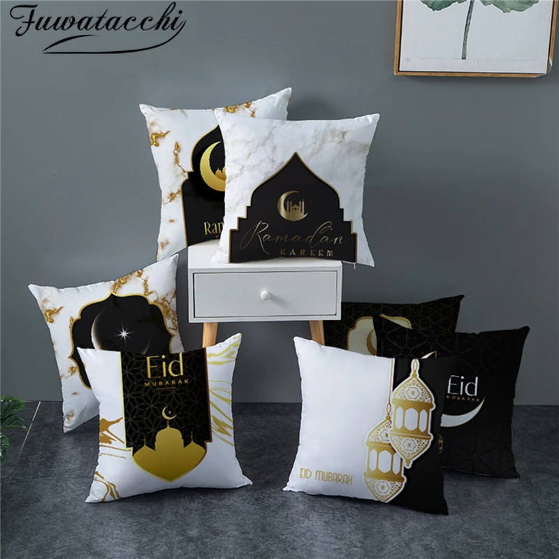 

Fuwatacchi Ramadan Kareem Cushion Cover Mid East Style Printed Decorative Pillowcases for Home Sofa Decor Pillows Covers 45x45cm