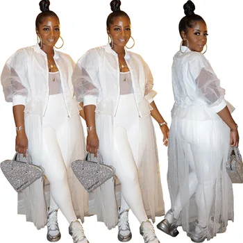 

15HY5170 Autumn Winter Women Casual Fashion Asymmetric Length Lace Long Coat Fall Clothes for Women