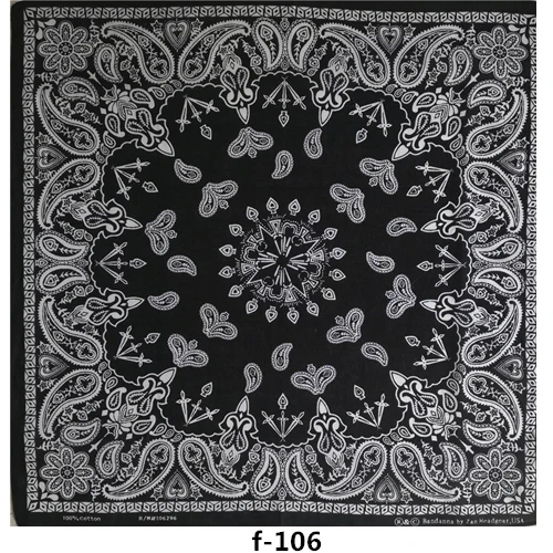 f-101 55*55cm Cotton Hip Hop Bandana Headwear Hair Band Scarf Neck Wrist Wrap Band Head Square Scarf Handkerchief For Men/Women