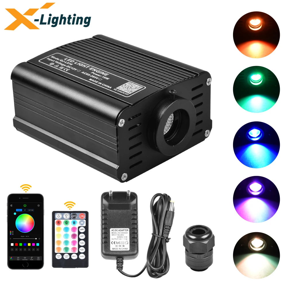 

16W Music Control Fiber Optic Light Source Mobile APP Smart Phone Control RGBW Light Engine RF control