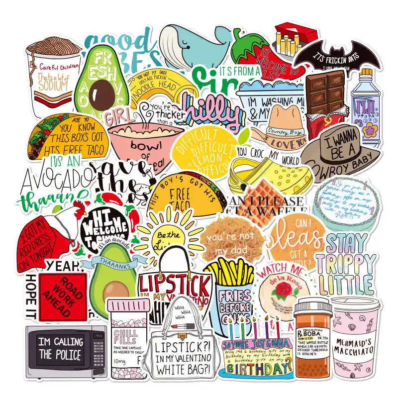 50pcs Set Vine English Sticker For Decal On Guitar Suitcase Laptop