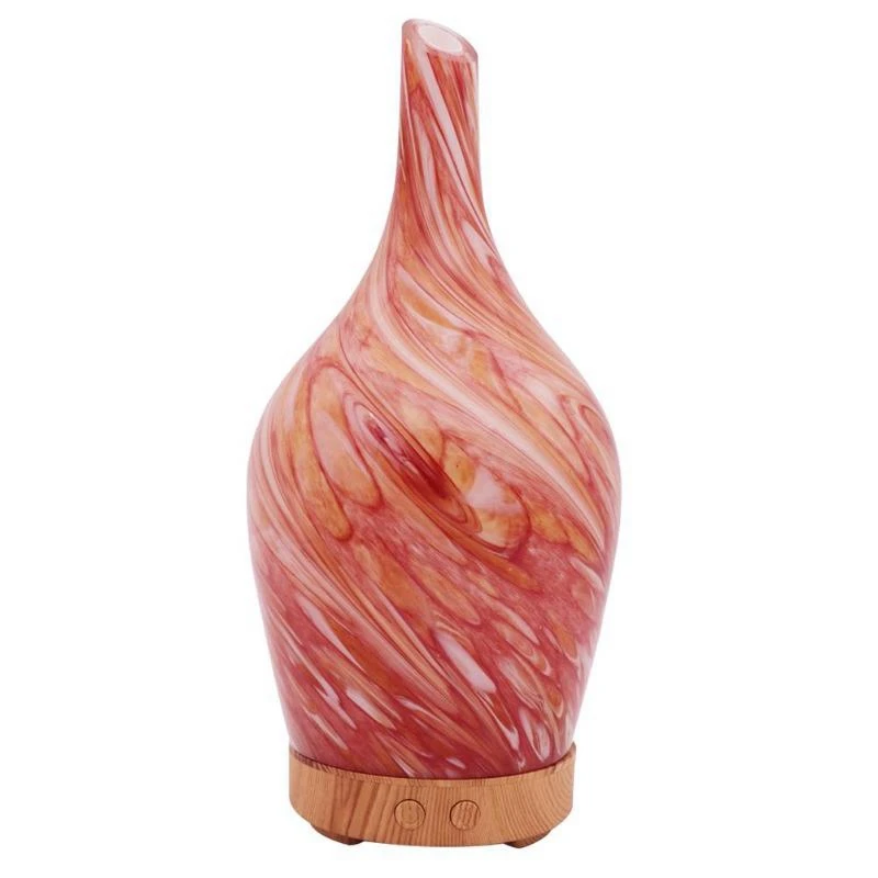 

3D Glass And Wood Grain 100Ml Ultrasonic Color Led Flash Oil Diffuser Air Humidifier(Eu Plug)
