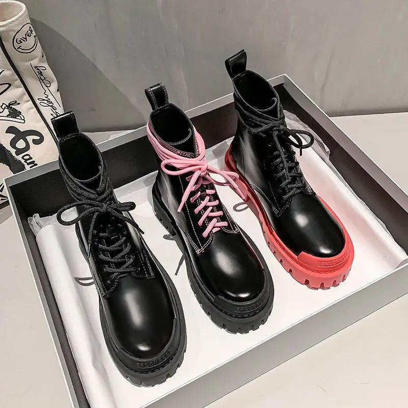 Boots Female women shoes Ankle 2020 Autumn British Wind Genuine Leather Thick With Short Boots Motorcycle Martin shoes Boots Female women shoes Ankle 2020 Autumn British Wind Genuine Leather Thick With Short Boots Motorcycle Martin shoes