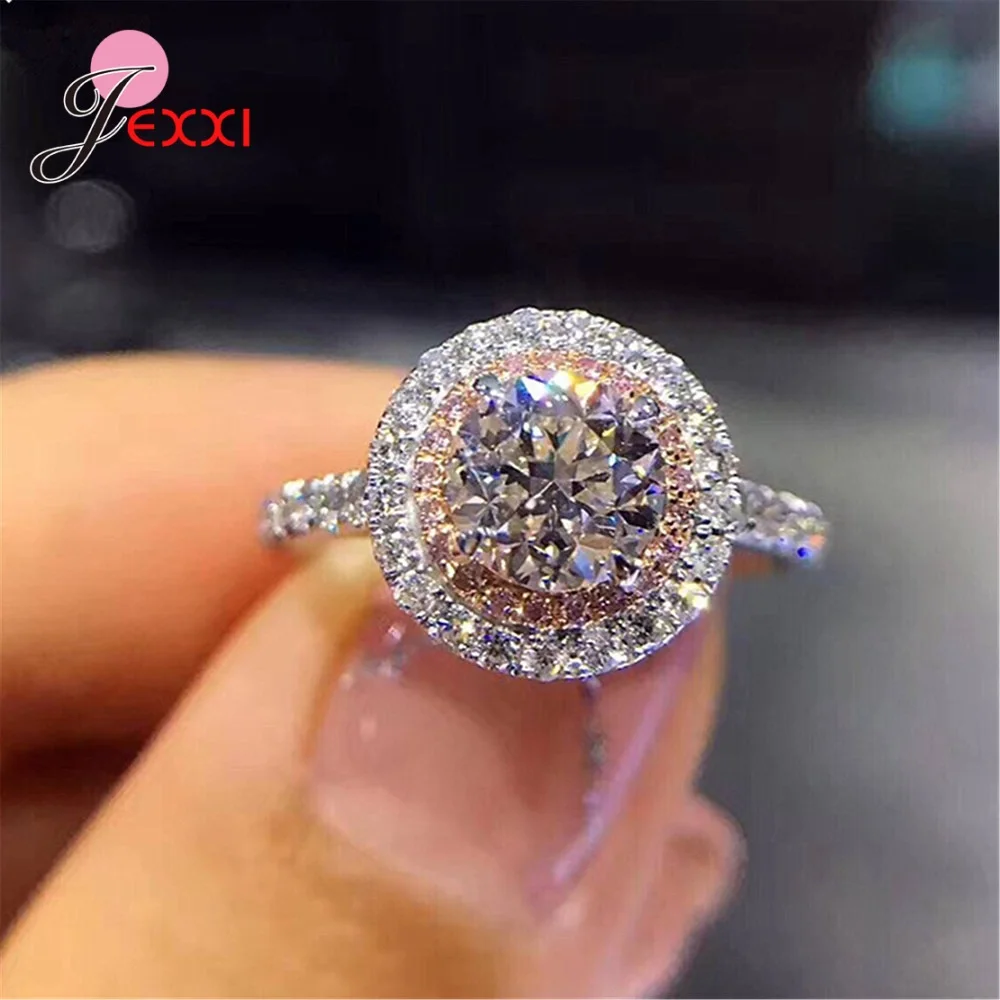Bling CZ камень круглая петля украшение для пальцев кольца твердые 925 пробы серебро Сияющий кубический циркон Стразы для женщин подарок ювелирные изделия