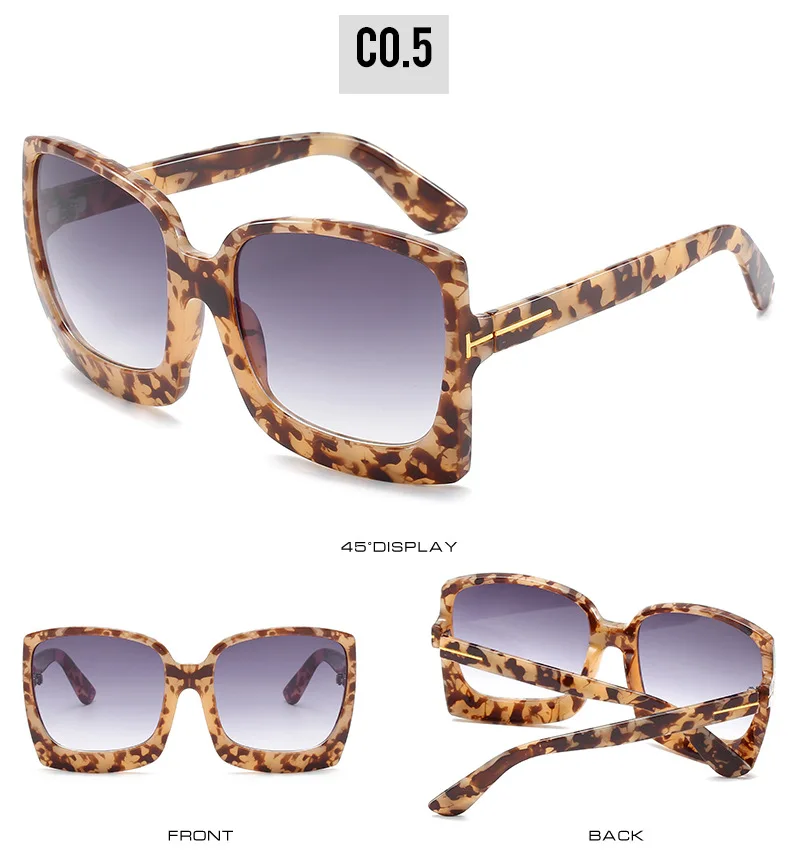 New Fashion Oversized Women Sunglasses Brand Designer Plastic Female Big Frame Gradient Sun Glasses UV400